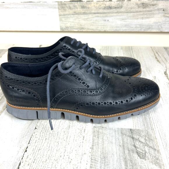 Cole Haan Men’s 10 Black Zerogrand Leather Wingtip Oxford Lace-Up Shoes Loafer - Picture 4 of 10